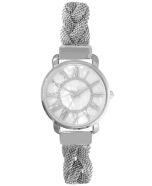 image of Charter Club Women-s Silver-Tone Braided Mesh Bracelet Watch 32mm, Created for Macy-s
