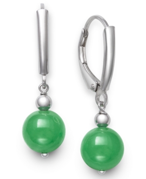 image of Giani Bernini Dyed Green Jade Drop Earrings in Sterling Silver, Created for Macy-s