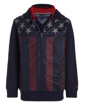 image of Tommy Hilfiger Little Boys Mesh Flag Graphic Hoodie