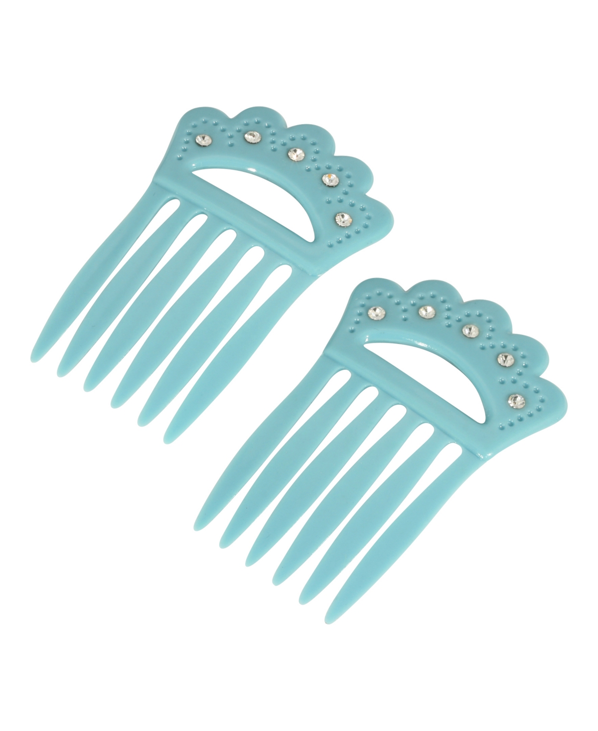 2028 Women's Plastic With Clear Crystal Double Hair Comb In Turquoise
