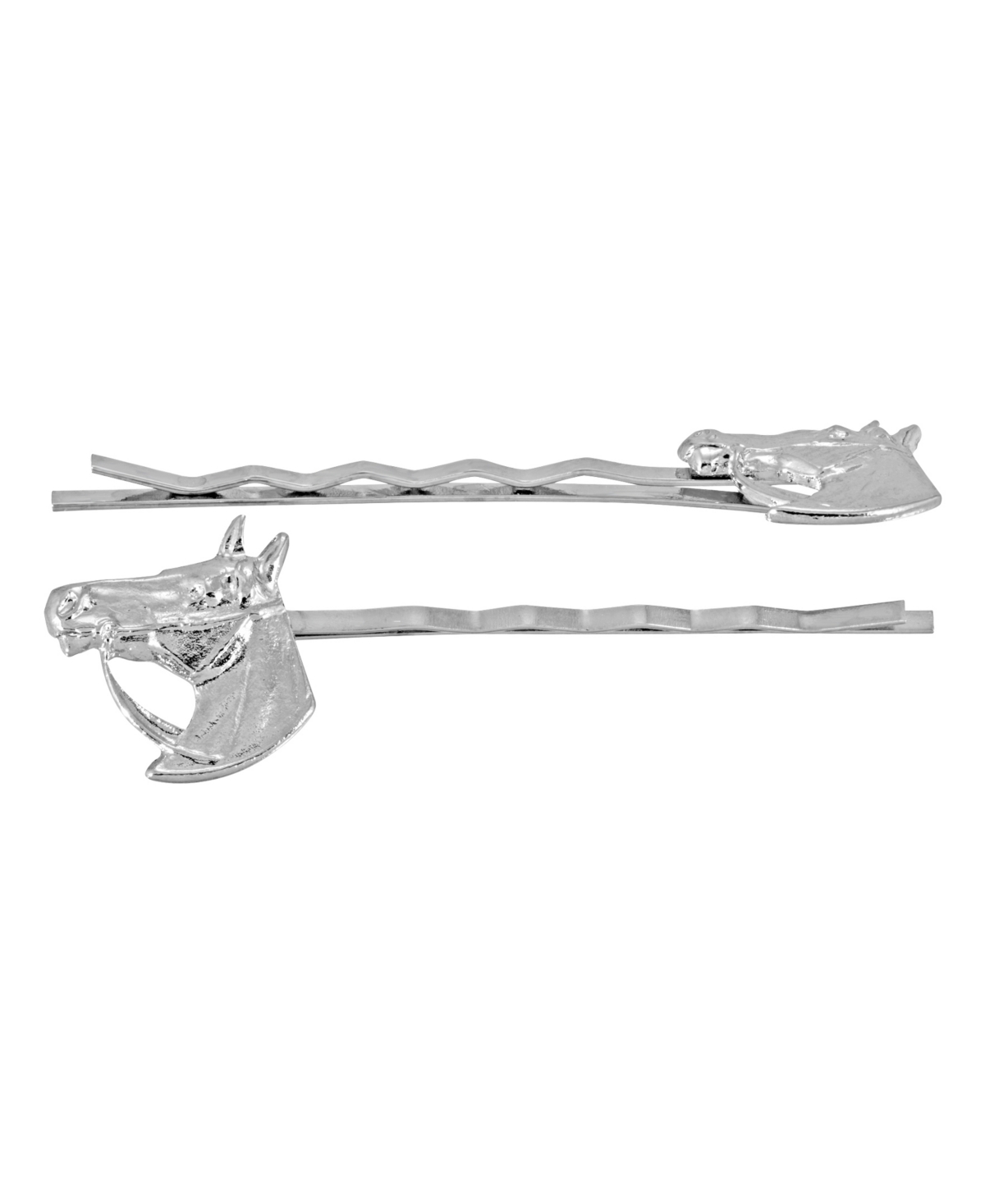 Women's Silver-Tone Horse Head Bobby Pin Set, 2 Piece - Gray