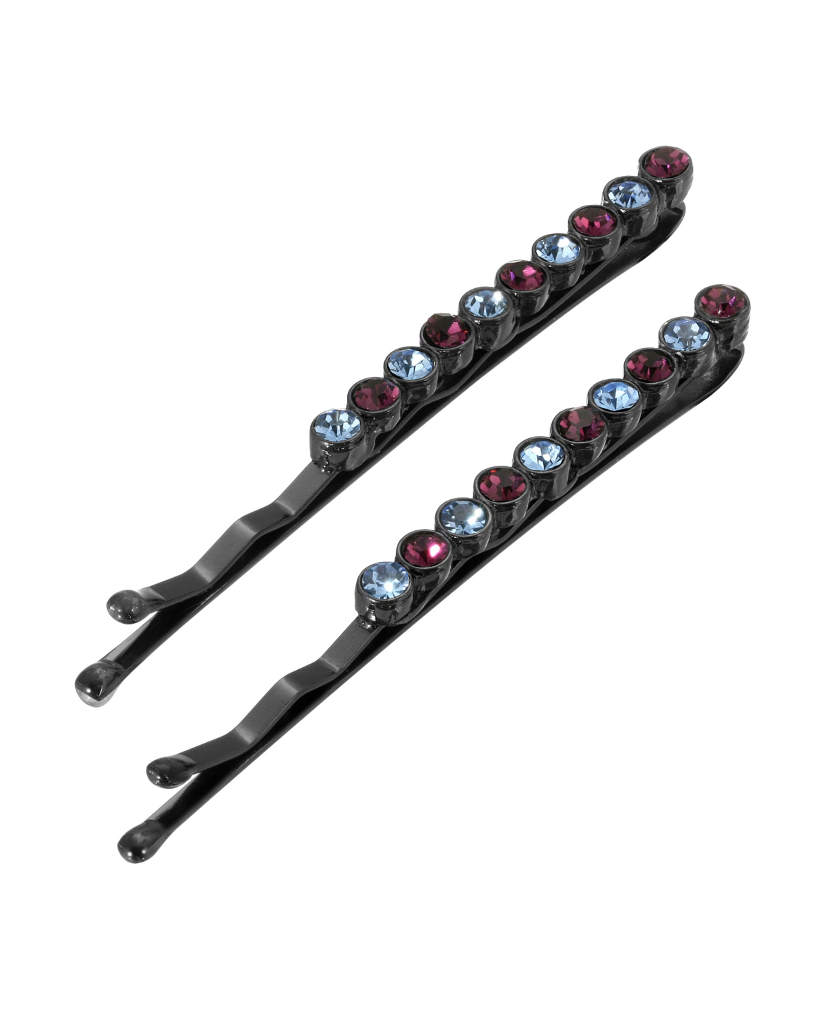 2028 Women's Black-tone Crystal Bobby Pins Set, 2 Piece In Blue