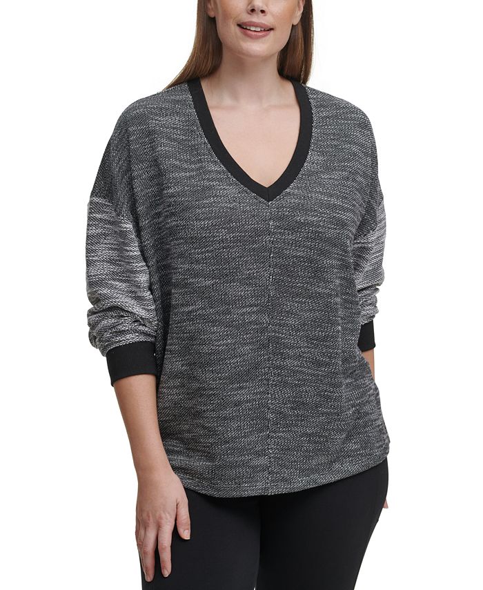 Calvin Klein Performance Women's Plus Cowlneck Drop-Shoulder Pullover Black Size 1X