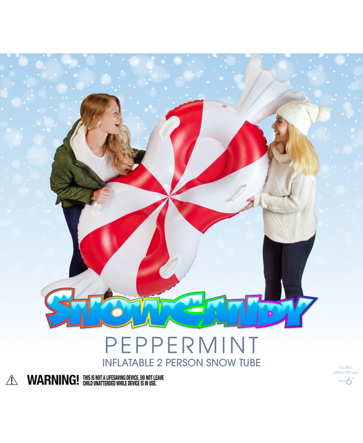 PoolCandy's SnowCandy Peppermint 2-Seater Snow Tube
