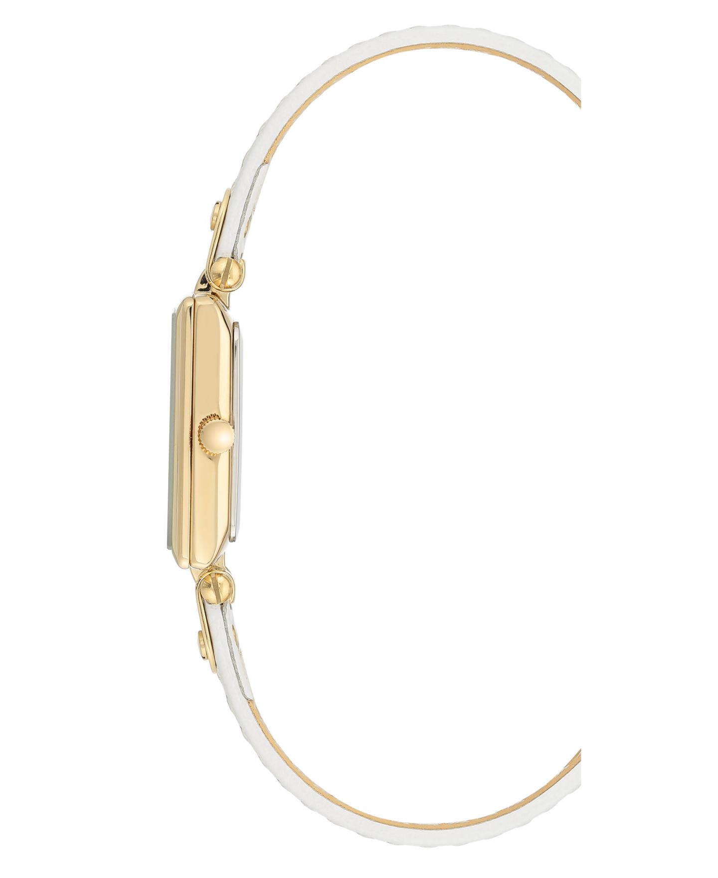 Часы Anne Klein Gold-Tone and White Leather Strap Watch 21.5mm — фото 2