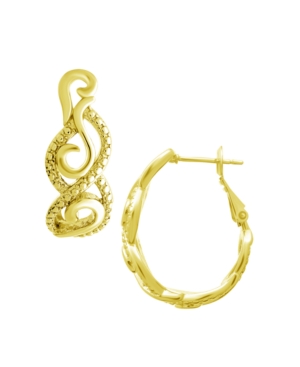 image of Swirl Oval Hoop Earring in Fine Silver Plate