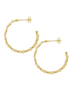 image of Textured Chain C hoop Earring in Gold Plate