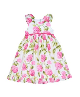 Laura Ashley Little Girls Braid Trim with Floral Print Dress - Macy's