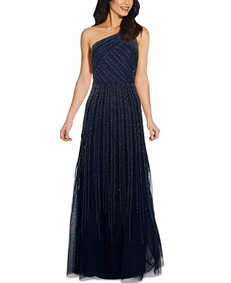 Adrianna Papell One-Shoulder Embellished Ball Gown - Macy's