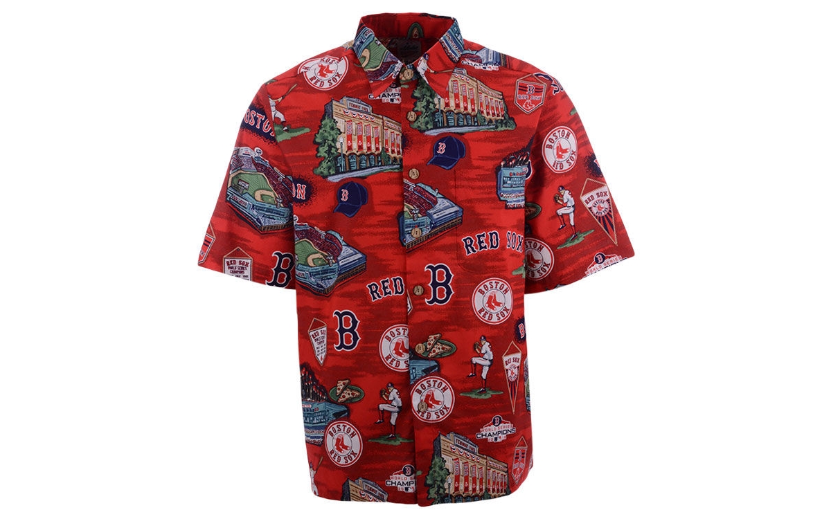 Authentic Mlb Apparel Boston Red Sox Mlb Men's Scenic Print Short Sleeve Shirt