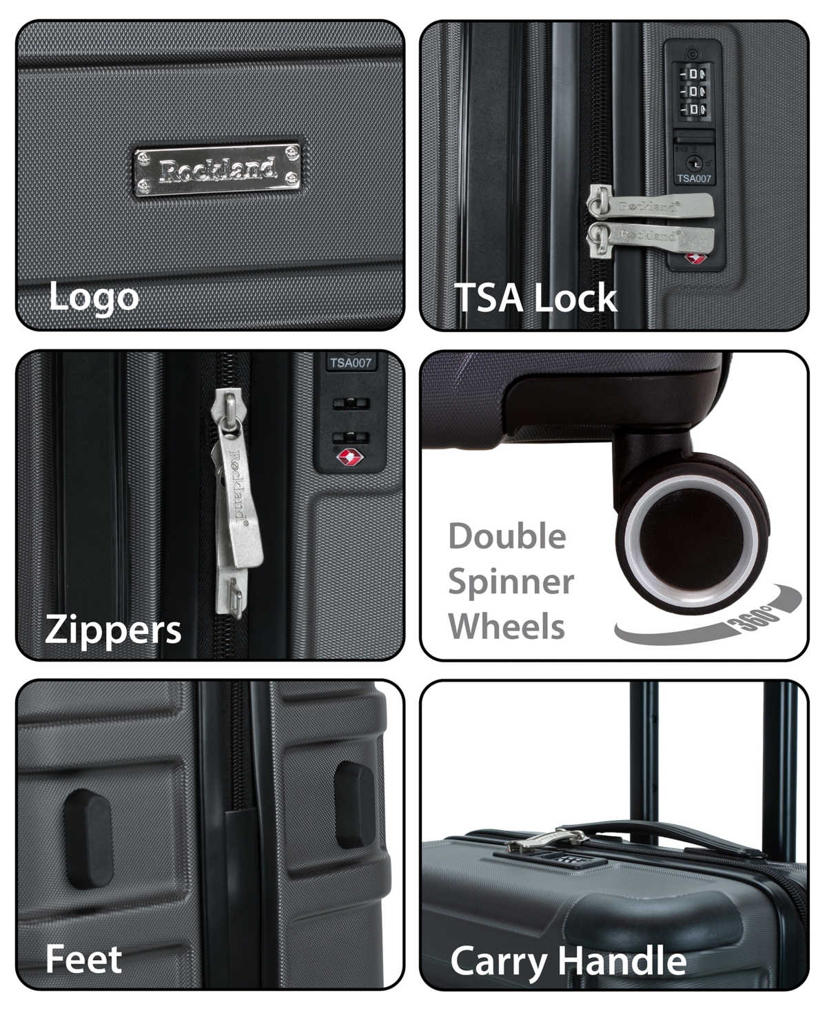 Rockland Seattle 3pc Hardside Luggage Set