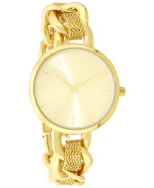 image of Charter Club Women-s Gold-Tone Chain & Mesh Bracelet Watch 32mm, Created for Macy-s