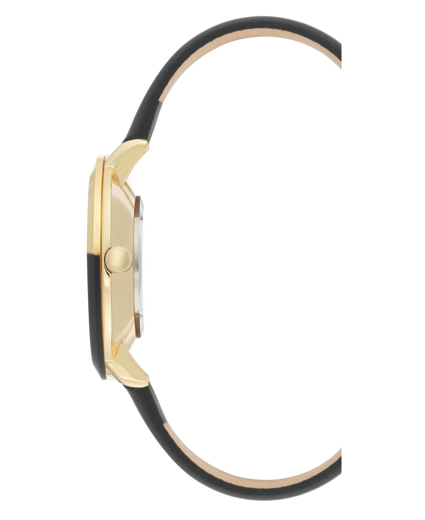 Женские часы Nine West Gold-Tone and Black Strap Watch, 36mm — фото 2