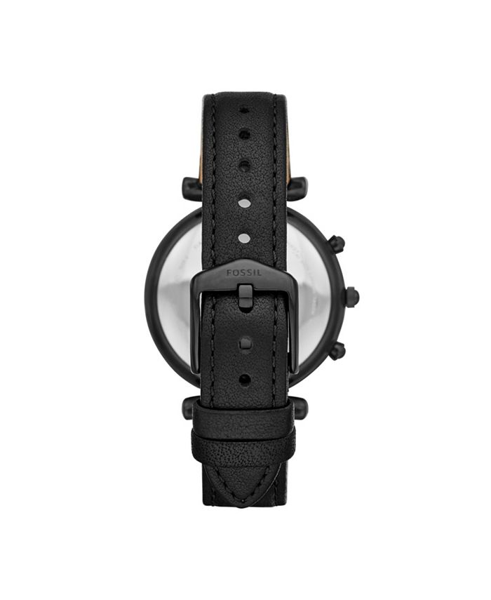 Fossil Women's Hybrid Smart Watch Carlie Black Leather Strap Watch 36mm ...