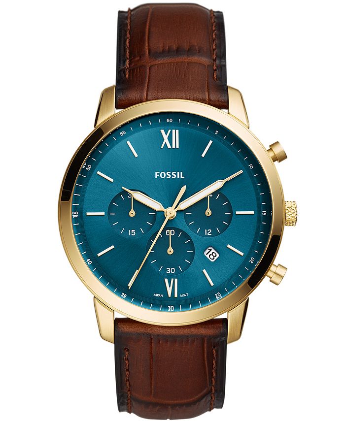 Fossil Men's Neutra Brown Leather Strap Watch 44mm Macy's