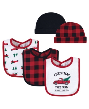 Baby Boys and Girls 5 Piece Cotton Bib and Caps Set