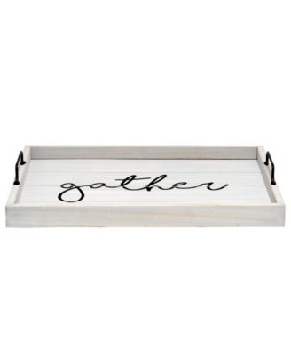 Decorative Wood Serving Tray with Handles - Gather