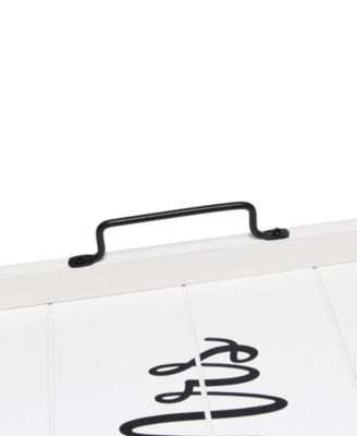 Decorative Wood Serving Tray with Handles - Mr and Mrs