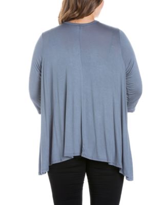 Plus Size Elbow Length Sleeve Open Cardigan