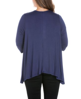 Plus Size Elbow Length Sleeve Open Cardigan