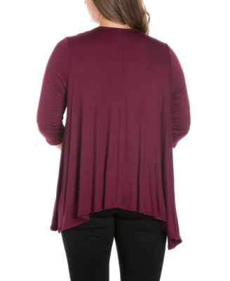 Plus Size Elbow Length Sleeve Open Cardigan