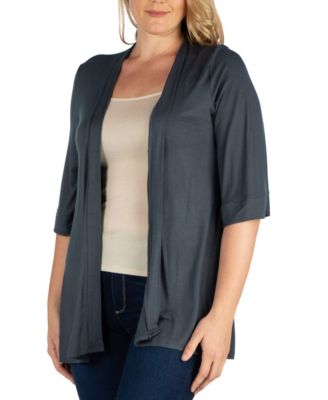 Plus Size Elbow Length Open Front Cardigan Sweater