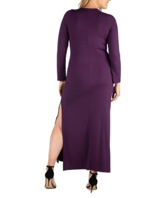 Women's Plus Size Side Slit Fitted Maxi Dress