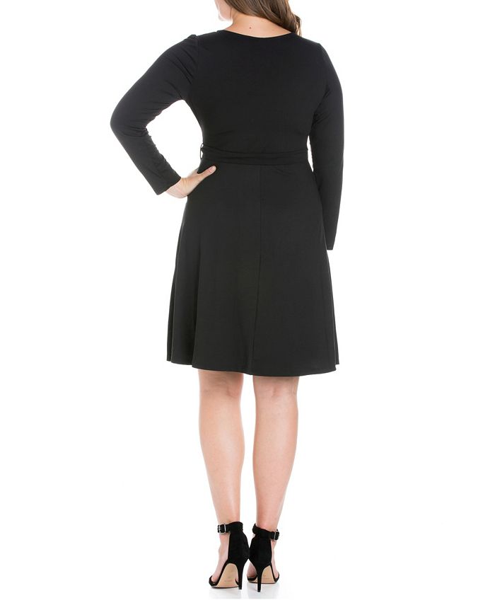 24seven Comfort Apparel Women's Plus Size Classic Belted Dress - Macy's