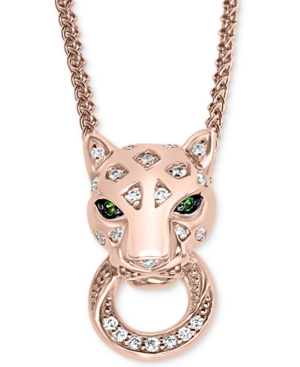 image of Effy Diamond (1/6 ct. t.w.) & Tsavorite Accent Panther 18