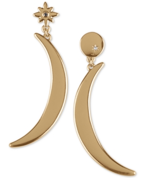 image of Lucky Brand Gold-Tone Pave Celestial Mismatch Statement Earrings