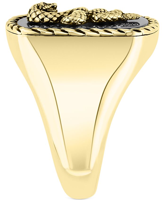 EFFY Collection - Men's Onyx Snake Statement Ring in 18k Gold-Plated Sterling Silver