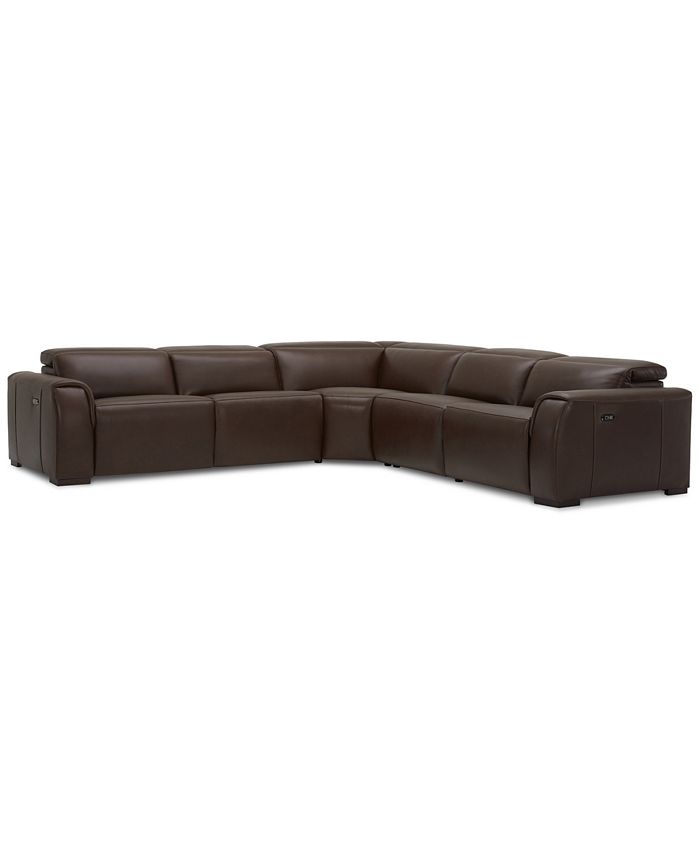 Furniture - Dallon 5-Pc. Leather Sectional with 2 Power Recliners