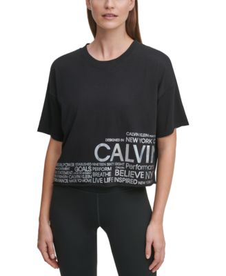 Calvin Klein - Cropped Raw-Hem Logo T-Shirt