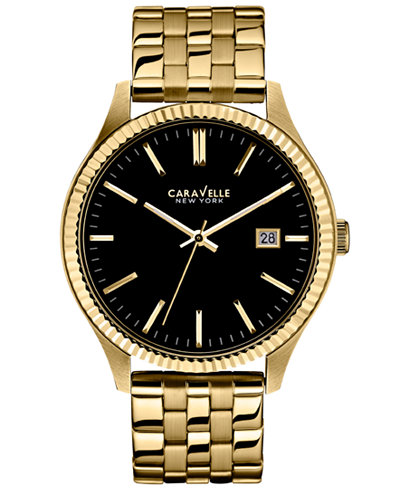 Caravelle New York by Bulova Men's Gold-Tone Stainless Steel Bracelet Watch 41mm 44B105