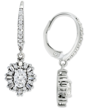 image of Giani Bernini Cubic Zirconia Cluster Dangle Hoop Drop Earrings in Sterling Silver, Created for Macy-s