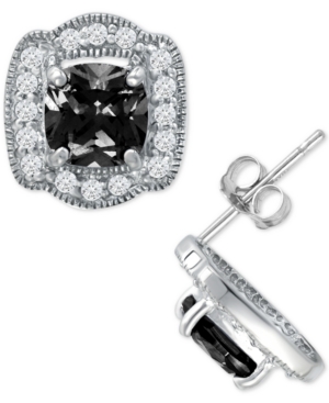 image of Giani Bernini Cubic Zirconia Halo Stud Earrings in Sterling Silver, Created for Macy-s