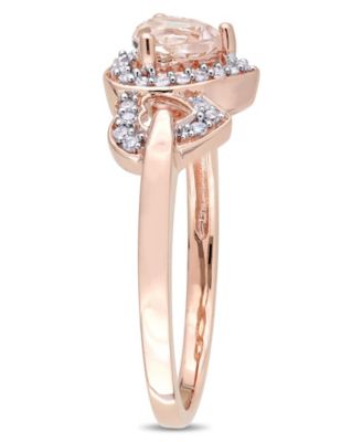 Morganite and Diamond Linked Heart Ring