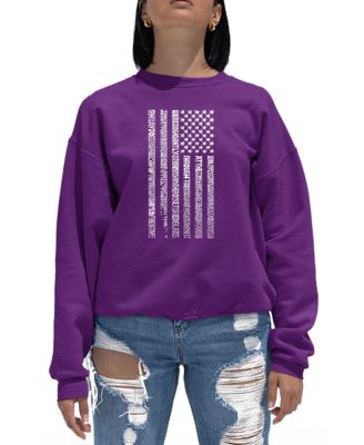 Women's Word Art Crewneck National Anthem Flag Sweatshirt