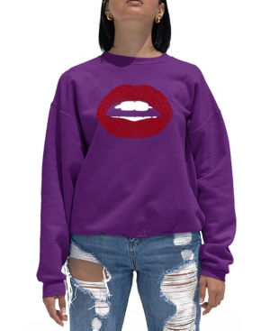 Women's Word Art Crewneck Fabulous Lips Sweatshirt