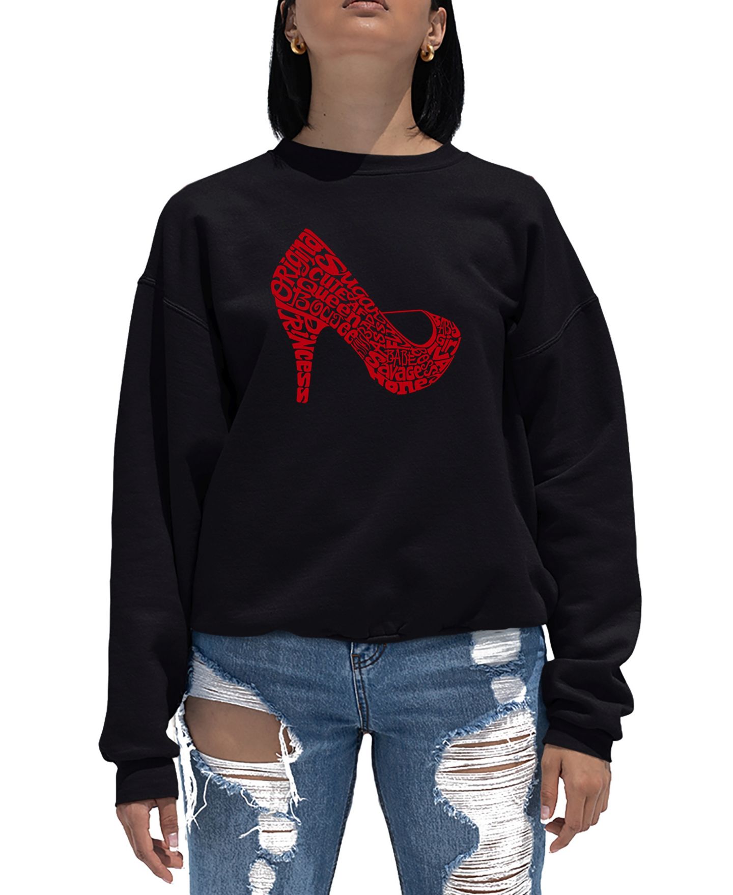 Женская толстовка LA Pop Art Word Art Crewneck High Heel, цвет: Чёрный — фото 1