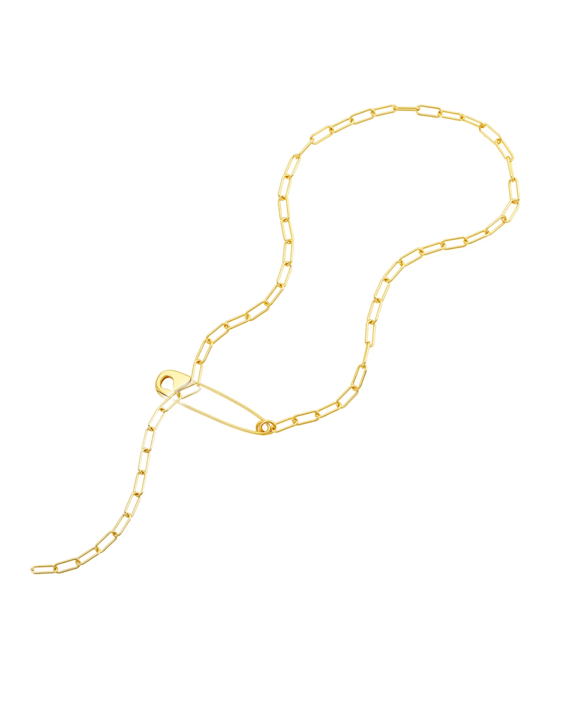 Safety Pin Paper Clip Lariat Necklace - Yellow