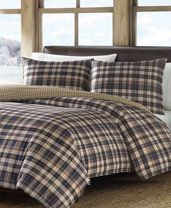 Eddie Bauer Port Gamble Cotton Reversible 2 Piece Duvet Cover Set, Twin