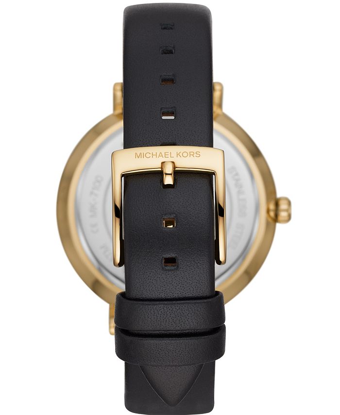 Michael Kors Women's Jayne Black Leather Strap Watch 38mm - Macy's