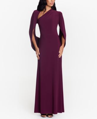 Betsy & Adam - Asymmetrical Cape-Sleeve Dress & Face Mask