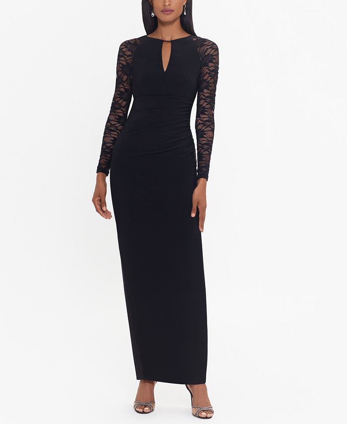 betsy and adam lace sleeve gown