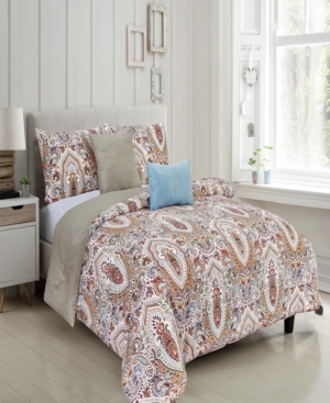 Olivia Gray Felicity Reversible King Comforter Set, Piece Bedding In Taupe