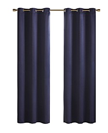 2 Piece Taren Solid Blackout Triple Weave Grommet Top Curtain Panel Pair, 42" W x 63" L