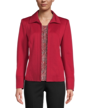 Kasper Ponte-Knit Seamed Jacket
