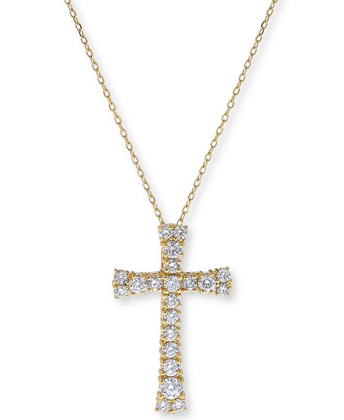 Macy's Diamond Cross Pendant Necklace (5/8 ct. t.w.) in 14k Gold or 14k ...
