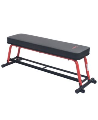 Power Zone Strength Flat Bench with 550 lb Max Weight, Dumbbell Rack and Transport Wheels